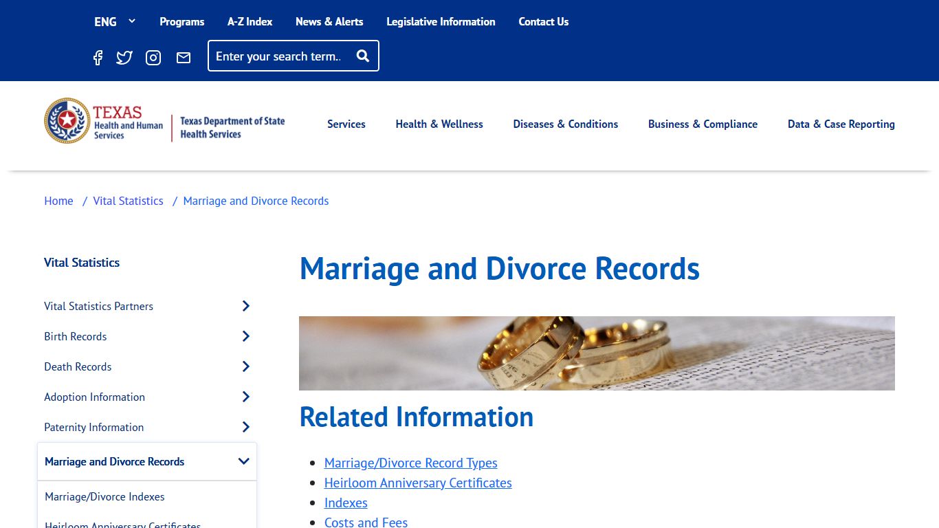 Marriage and Divorce Records | Texas DSHS